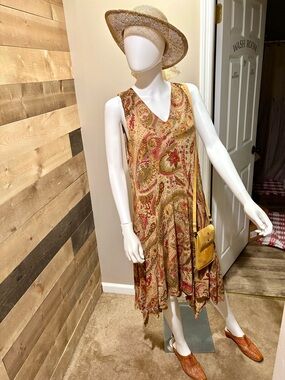 Lauren Ralph Lauren Paisley-Print V-Neck Dress in Mustard and Rust